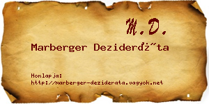 Marberger Dezideráta névjegykártya